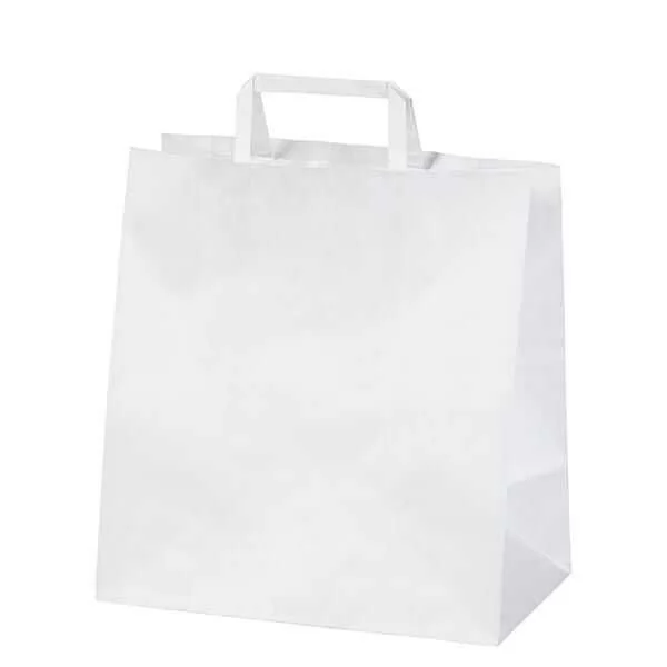 Beyaz Kraft Çanta Düz Saplı Büyük Boy 16x28x29cm 70 gr