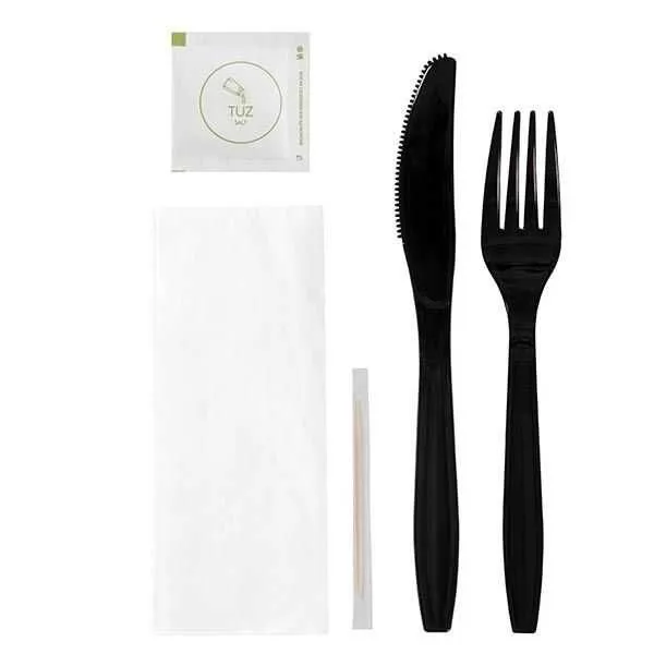 5'li Ultra Lüks Çatal-Bıçak Yemek Seti Siyah