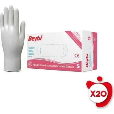 Beybi Pudrasız Lateks Eldiven S Beden Beyaz 100'LÜ