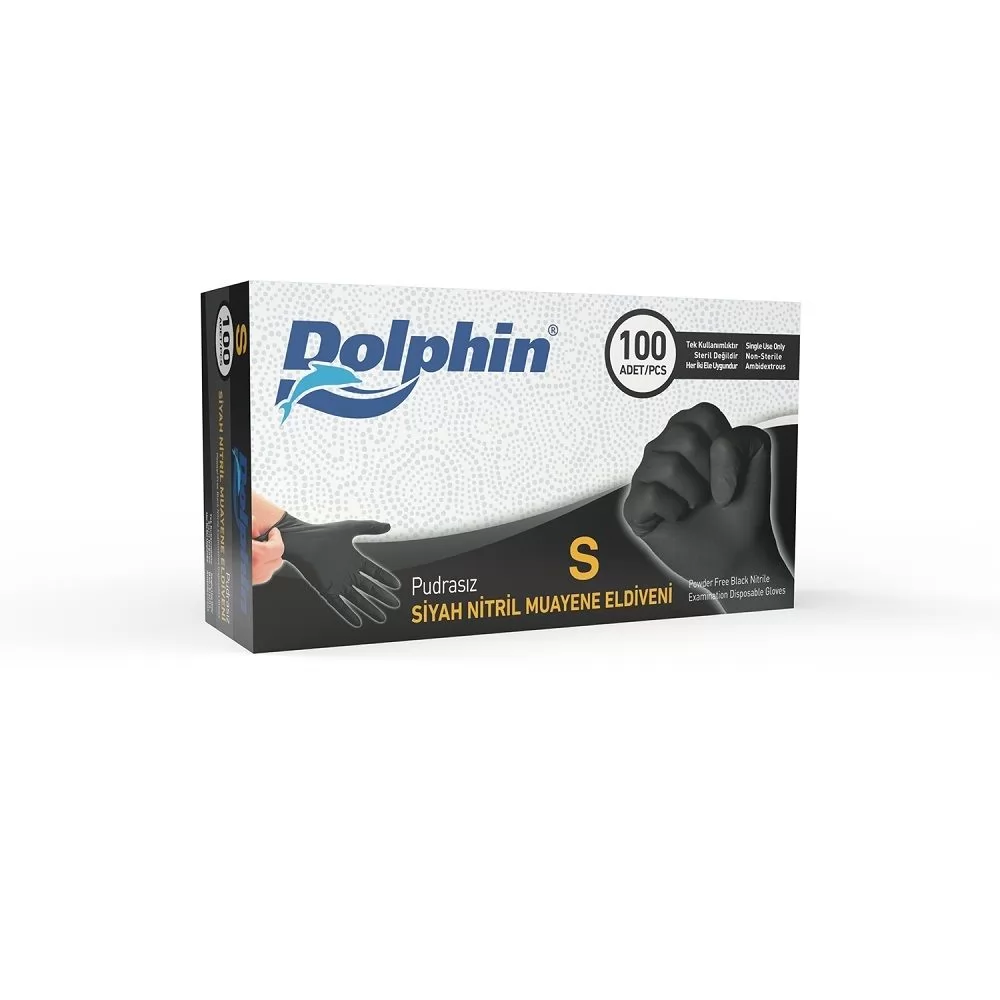 Dolphin Çok Amaçlı Siyah Nitril Eldiven S 100 Adet Çok Amaçlı Siyah Nitril Eldiven Dolphin