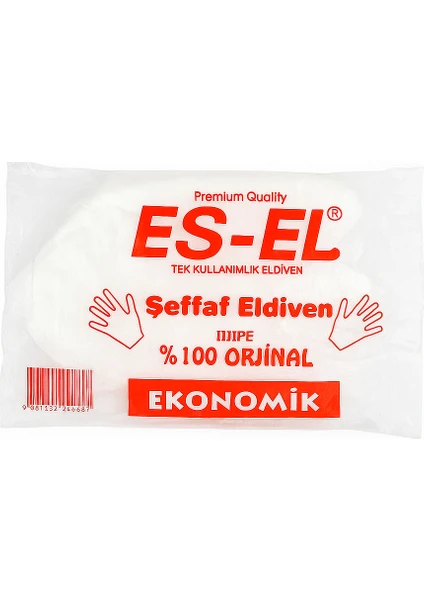 Es-El Şeffaf Tek Kullanımlık Eldiven 100 adet