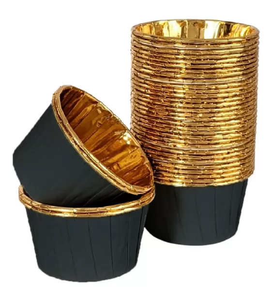 Muffin Kek Kapsülü Siyah-Altın 25'li