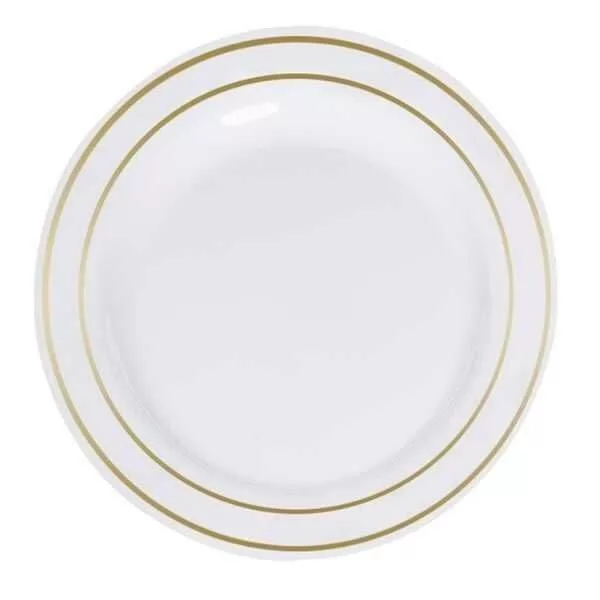 Porselen Görünümlü Altın Yaldızlı Plastik Tabak 26 cm