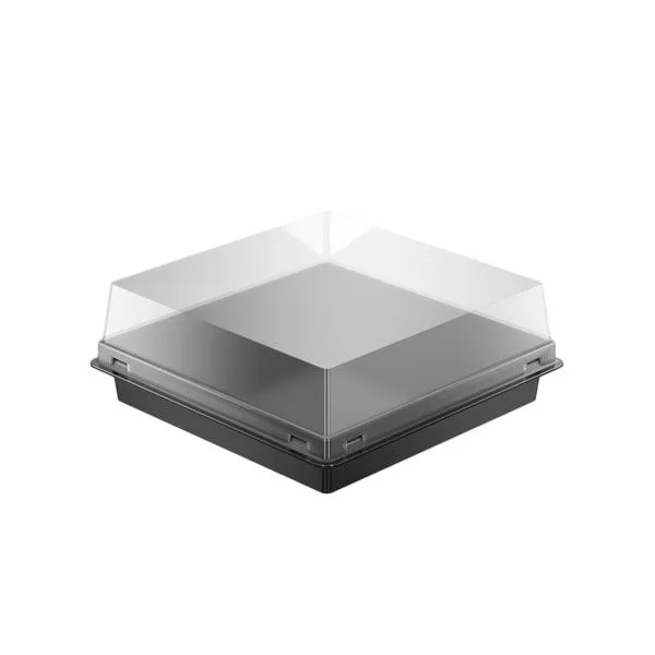 Siyah Taban Kare Pasta Kabı Set 12x12x4,5 cm