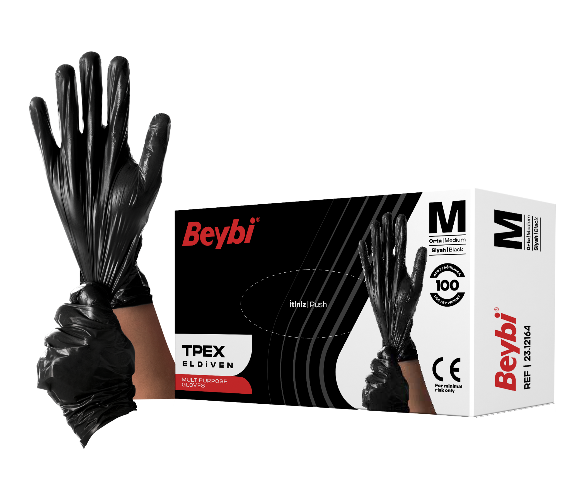 Yeni Nesil Hibrit Pudrasız Siyah Eldiven (S,M,L)